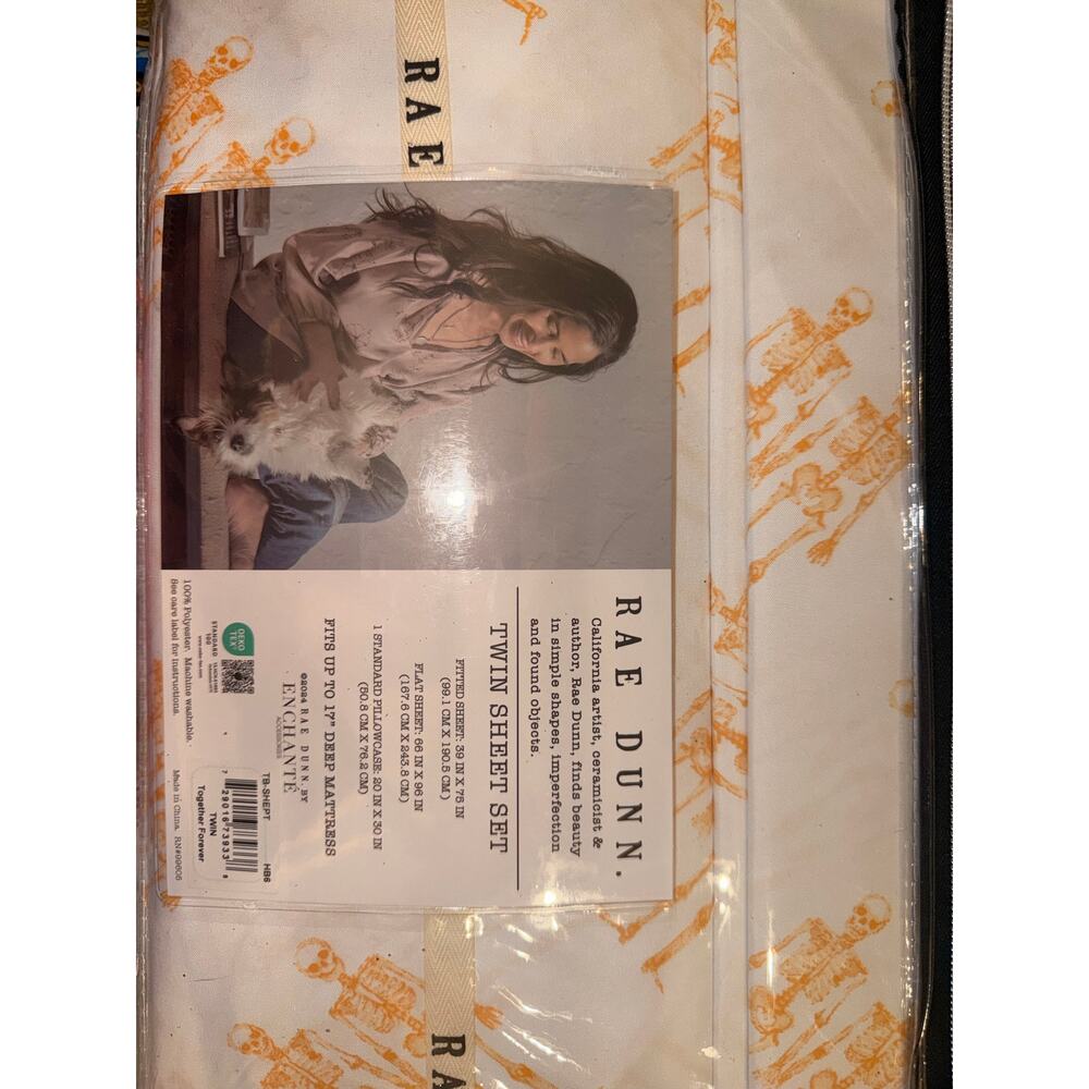Rae Dunn Together Forever Halloween Skeleton Twin Sheet Sets Lot of 2 NWT - Picture 7 of 15